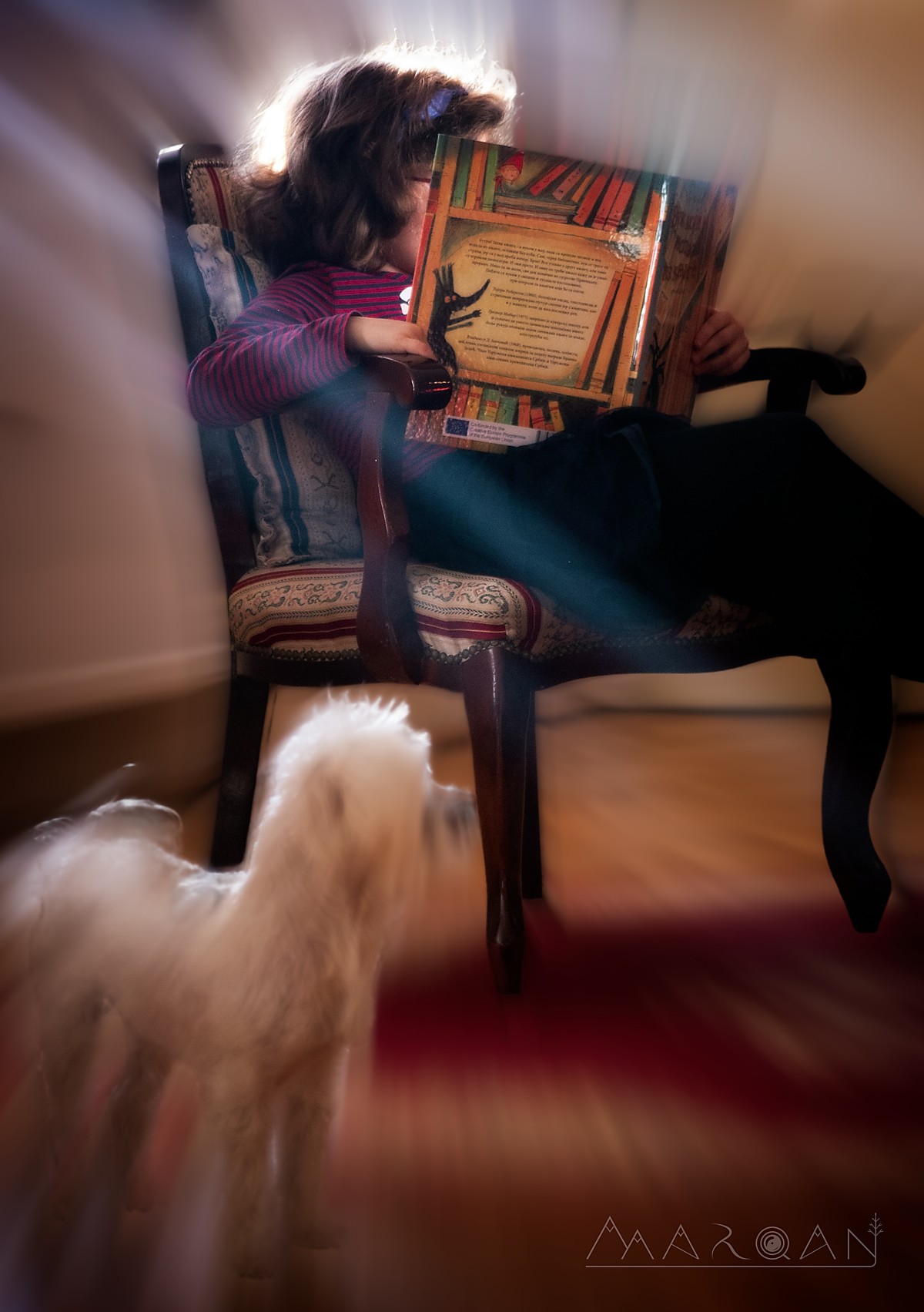 Child reading a book